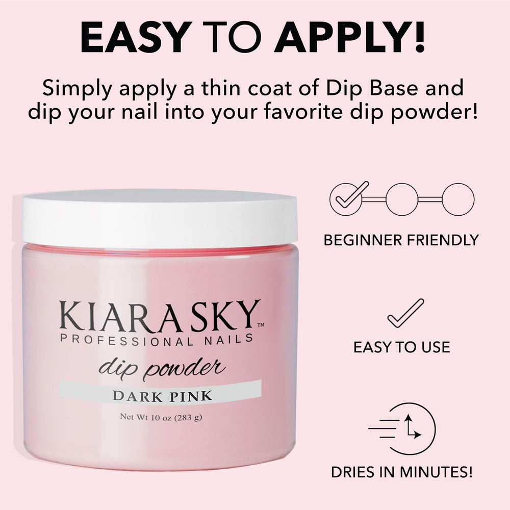 Kiara Sky dip powder closeup shows rich dark pink pigment for smooth application.