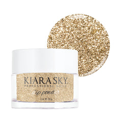 Kiara Sky Pixie Dust Gold Tones bottle shows radiant manicure finish