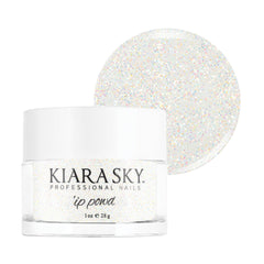 Kiara Sky Iceberg dip powder bottle pour showing crisp white tone for manicure