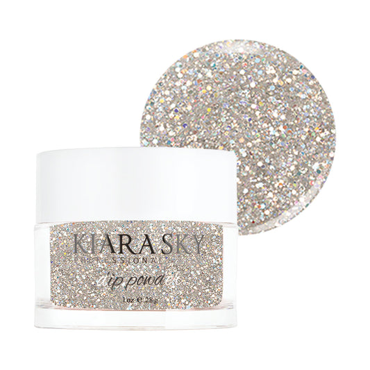 Kiara Sky dip powder Silver Tones glitter for a selfie-ready manicure