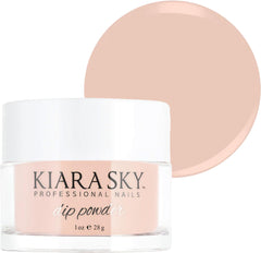 Kiara Sky Staycation dip powder bottle displaying a durable nude shade for natural nails
