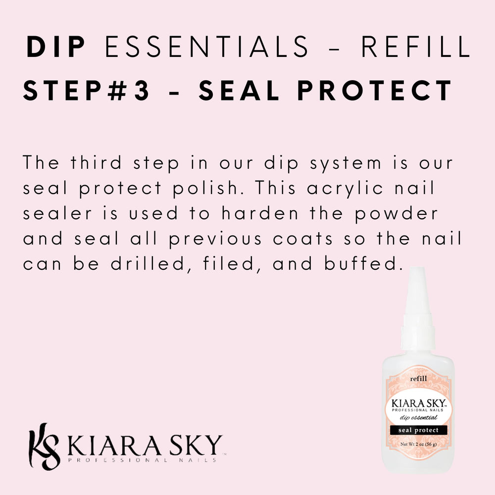 Kiara Sky Dip Seal Protect application shows even sealing for durable nails.