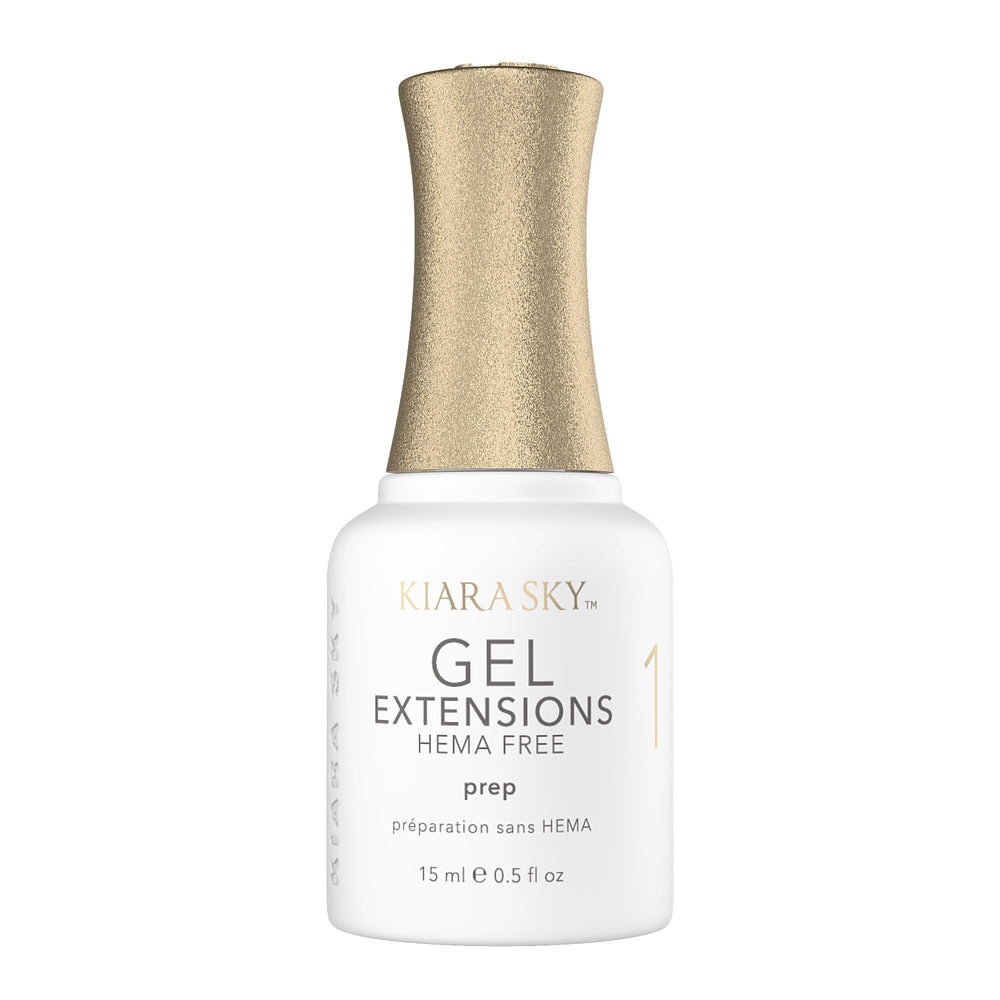 Kiara Sky Step 1 Prep bottle dehydrates nails for stronger gel extension adhesion