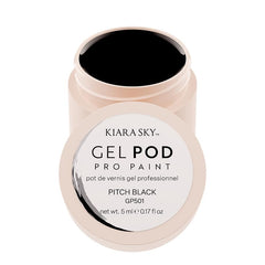 KIARA SKY Pitch Black gel paint bottle close-up for bold nail art.