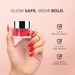 Kiara Sky Glow nails with glow effect ready for night-time wear.
