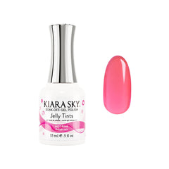 Kiara Sky Jelly Tints Hot Pink bottle glowing neon color for bold nails