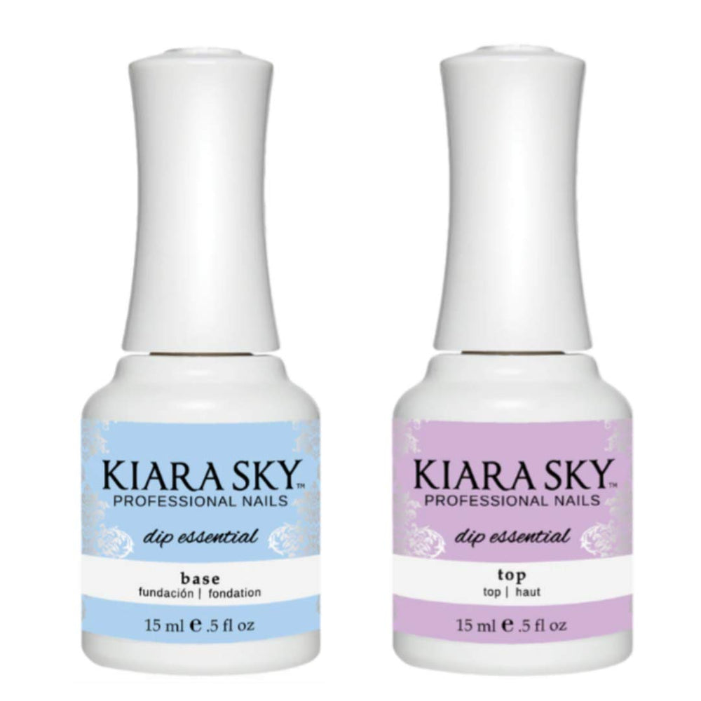 Kiara Sky Liquid Essentials base coat bottle provides a smooth foundation for dip nails.