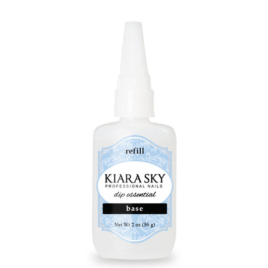 Kiara Sky Liquid Essentials Dip Manicure base coat bottle shown for reliable pre-dip adhesion