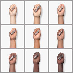 Nails with sleek black-tones dip powder finish