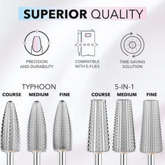 Kiara Sky Typhoon coarse bit fast removal for product cleanup and reshaping