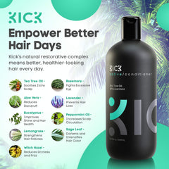 Kick Mens Conditioner Tea Tree hair soft shine after use.