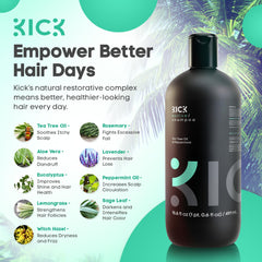 Kick Mens Shampoo lather foam application demonstrates rich suds for deep scalp cleansing