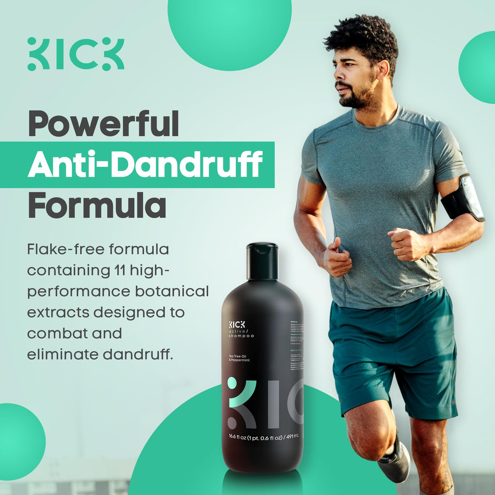 Kick Mens Shampoo tea tree oil in action conveys cooling, invigorating sensation