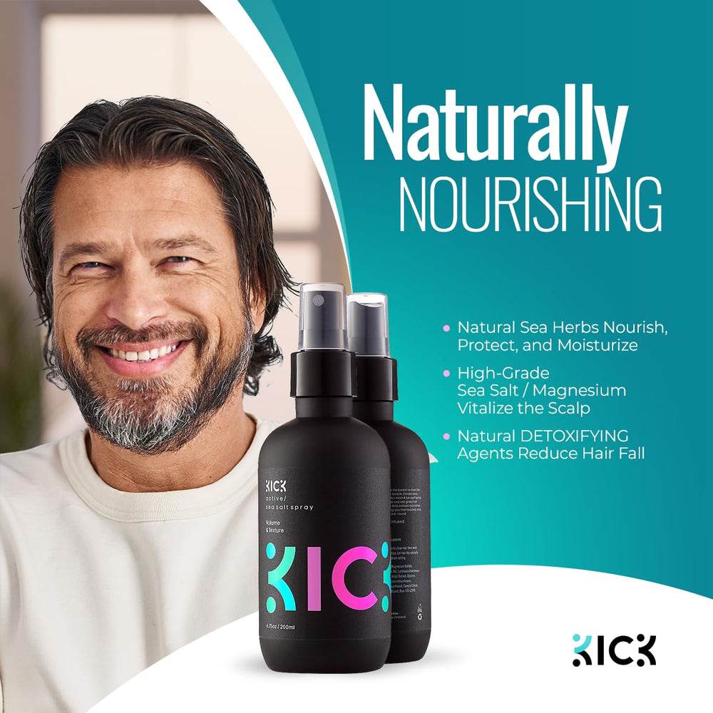Kick Sea Salt Spray beach look on styled hair for easy, natural waves.