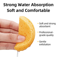 Kickleen facial sponge performing light exfoliation during skincare routine.