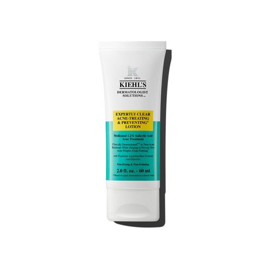 Kiehl's Expertly Clear bottle front with acne-fighting formula for clear-looking skin