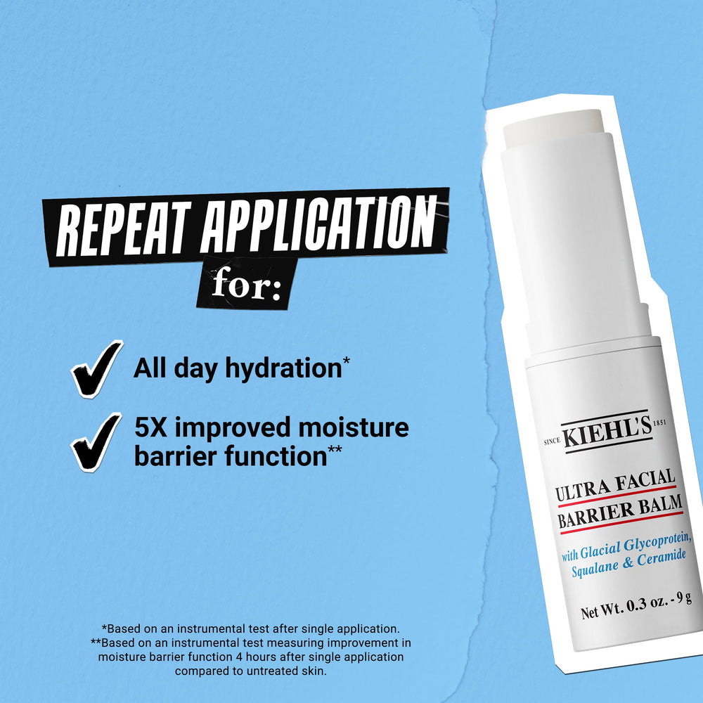 Kiehl's Ultra Facial Barrier Balm stick packaging and 0-3 oz size
