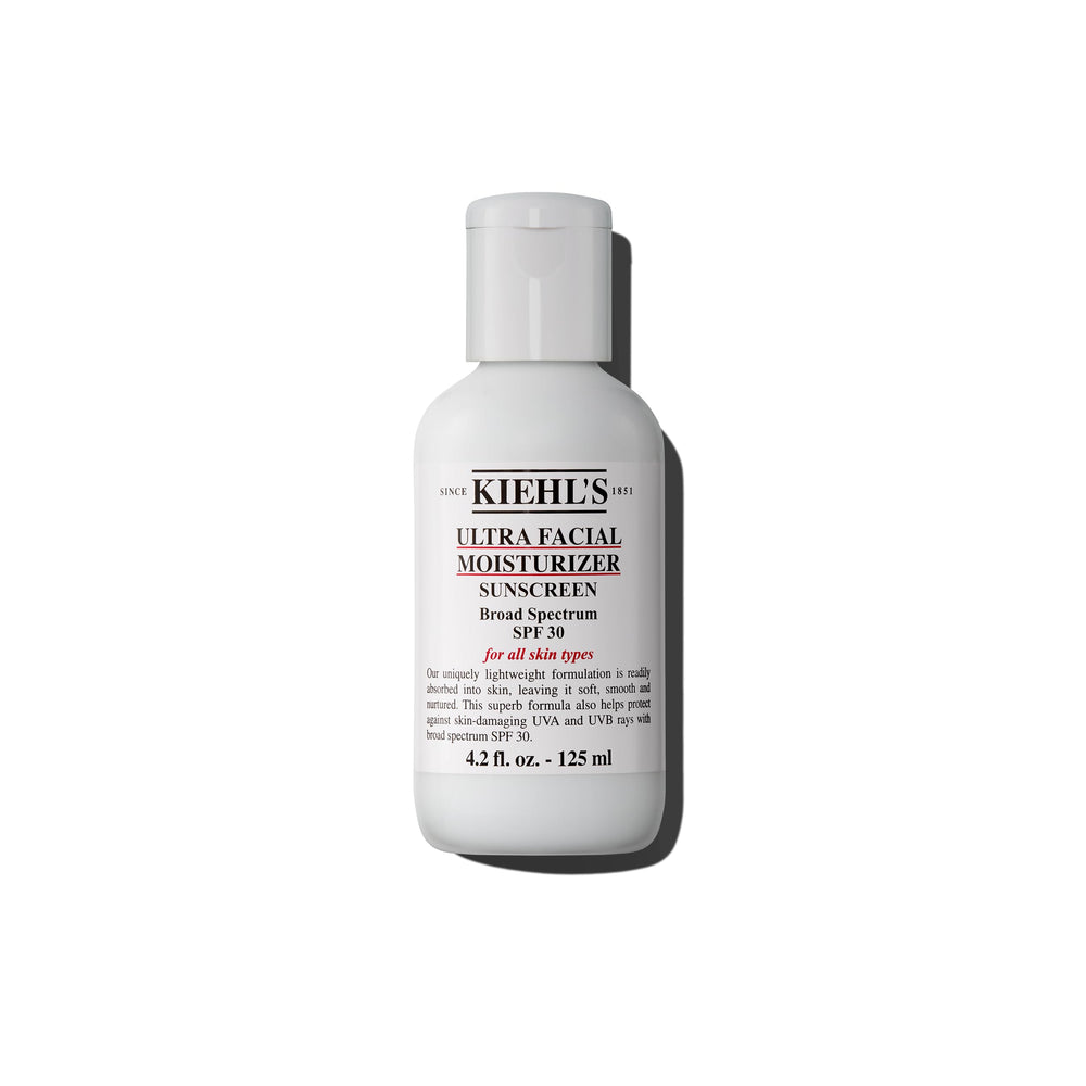 Kiehl's Ultra Facial Moisturizer SPF 30 bottle front view for daily hydration and sun protection.