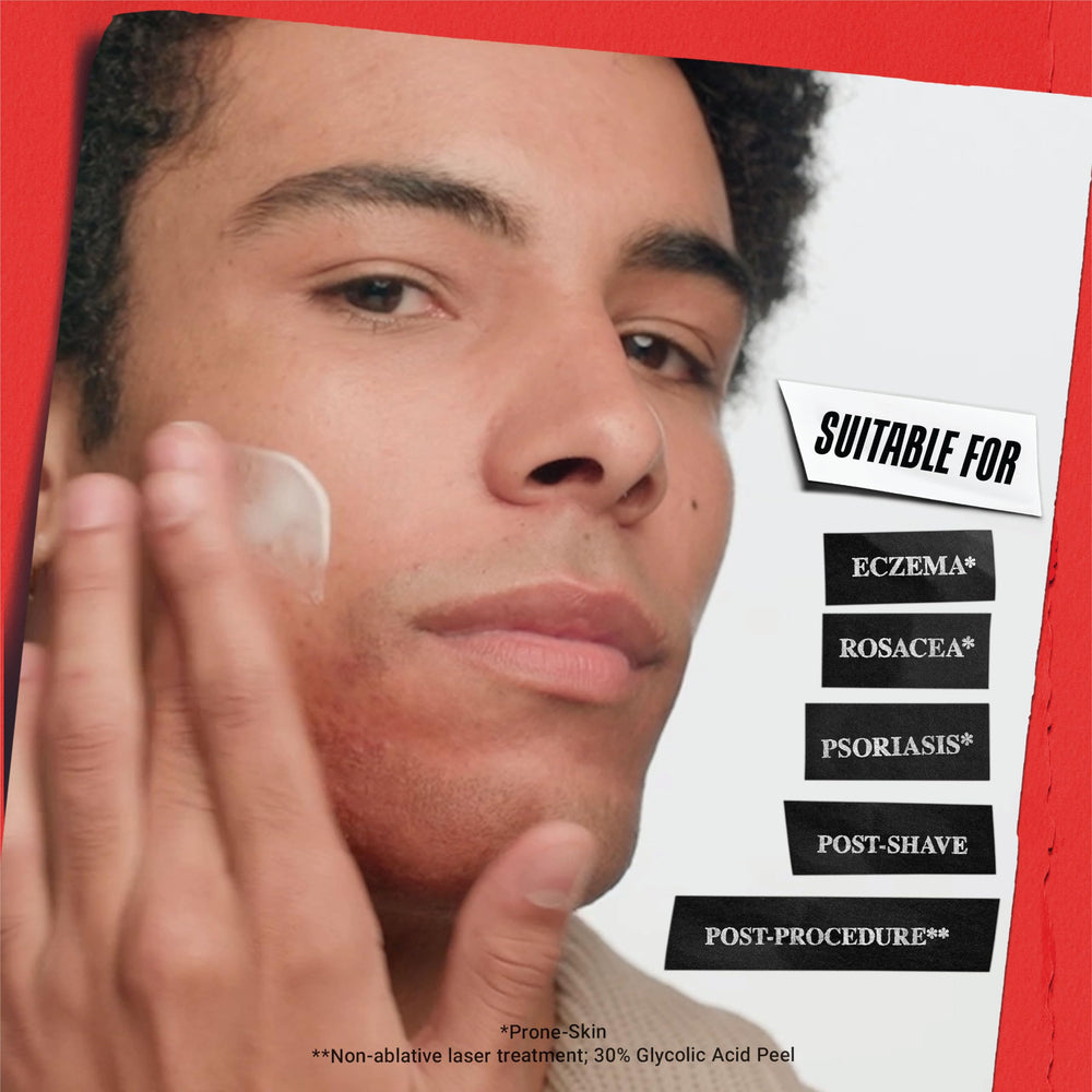 Cream being applied to palm suggests gentle, light layer.