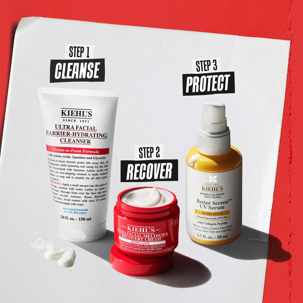 Sensitive skin image highlights suitability for delicate complexions.