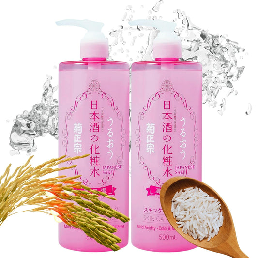 Kikumasamune 2-in-1 toner and lotion bottle for all-over hydration.