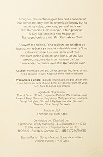 Kim Kardashian Gold packaging box showcases opulence and timeless style.
