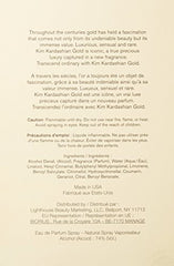 Kim Kardashian Gold packaging box showcases opulence and timeless style.