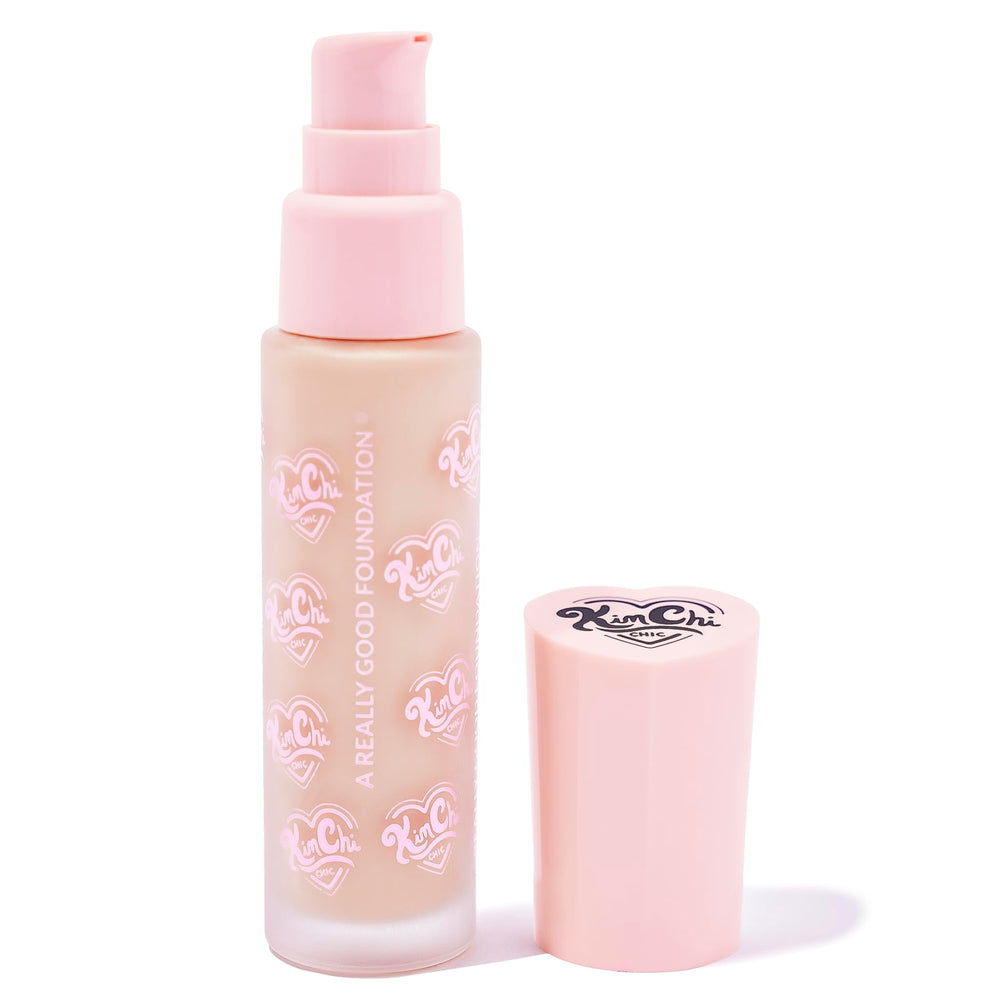 Kimchi Chic foundation swatches reveal shade 102L with pink undertones.