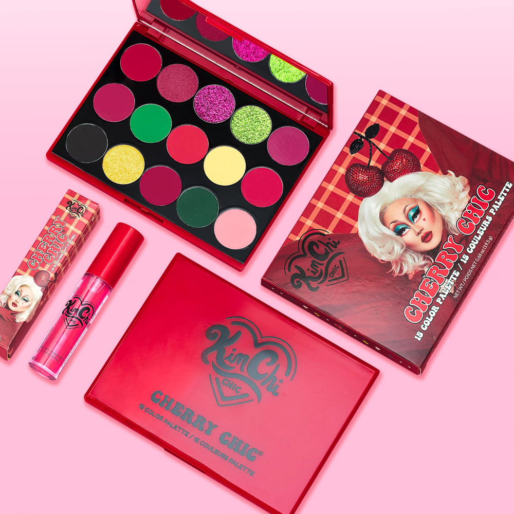 KimChiChic Cherry Chic shimmer swatches display vibrant color with lasting wear.