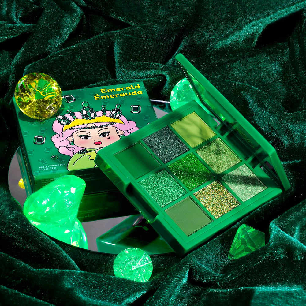KimChiChic Emerald palette with brushes for everyday to glam looks