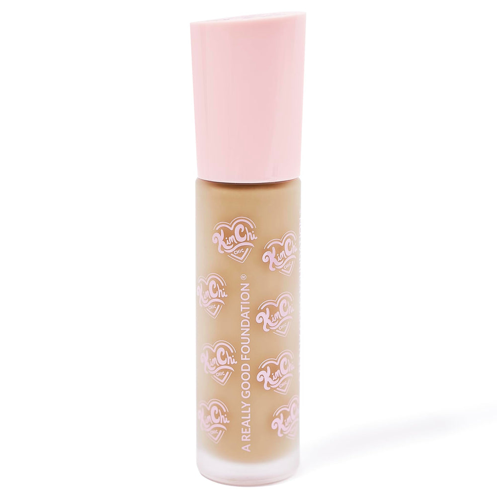 KimChiChic Foundation box packaging highlights vegan, cruelty-free claim.