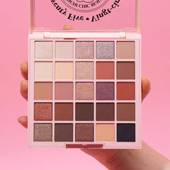 KimChiChic Twenty Five palette compact close-up reveals velvety texture and pigment-rich pans.