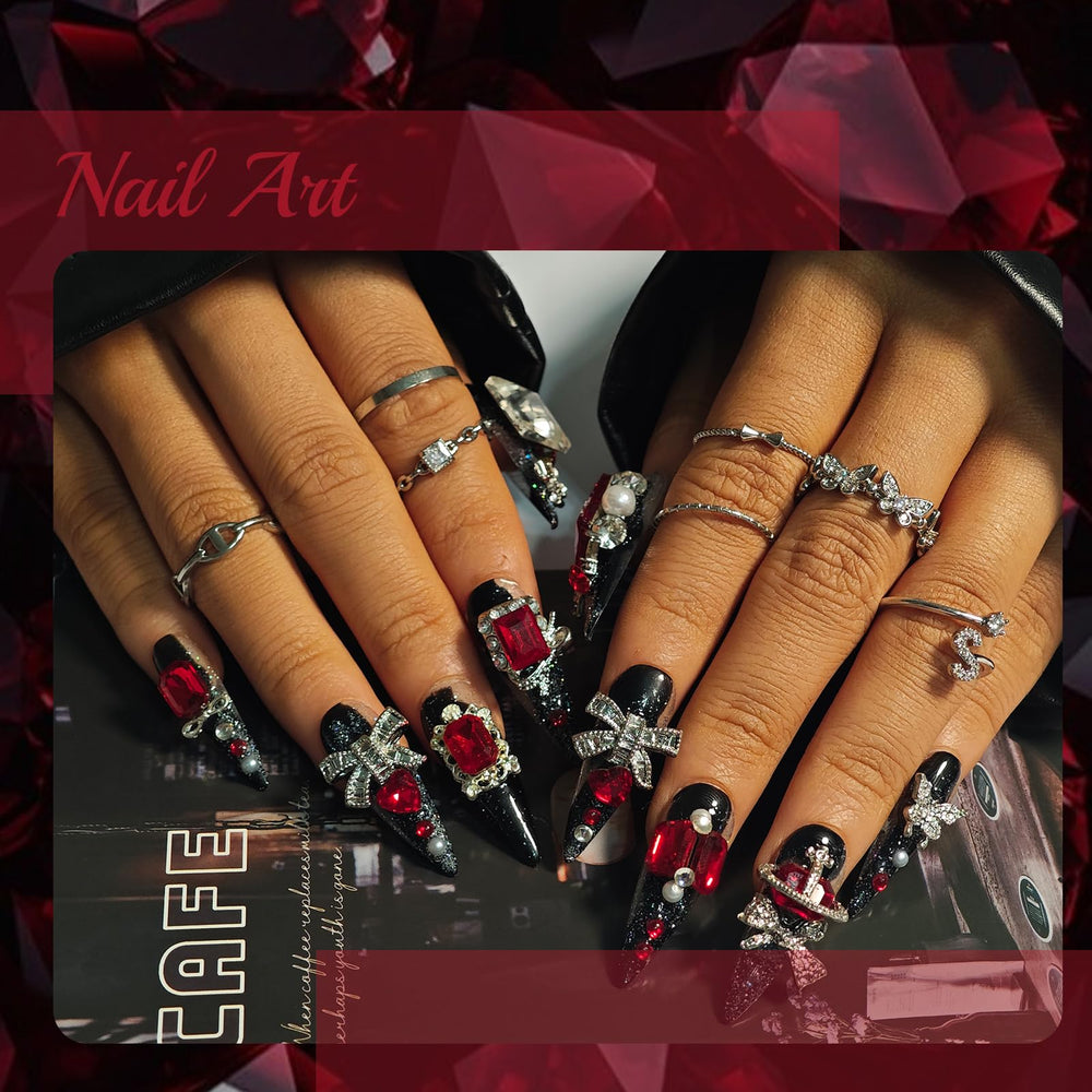 KimKista long black nails showcasing dramatic goth design.