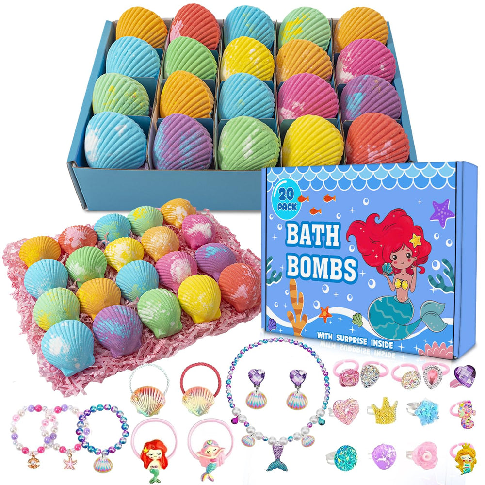 Kims Cosiart Mermaid Bath Bombs packaging shows vibrant colors and gift-ready presentation.