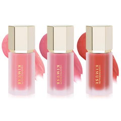 KIMUSE Liquid Blush in soft-cream texture for a natural cheek glow.