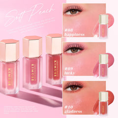 Warm sunset-inspired tones from KIMUSE liquid blush flatter many skin tones.