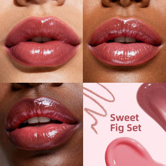 Kimuse Sweet Fig Set multidimensional lip look with glossy finish.