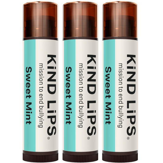 Kind Lips Sweet Mint Lip Balm 3-Pack tubes ready for on-the-go hydration.