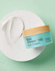 Kind Science Eye Cream packaging shows Skin Kind promise, vegan and cruelty-free.