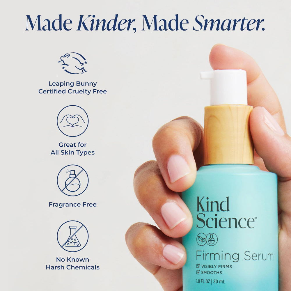 Kind Science lightweight serum application emphasizes quick absorption and comfortable wear.