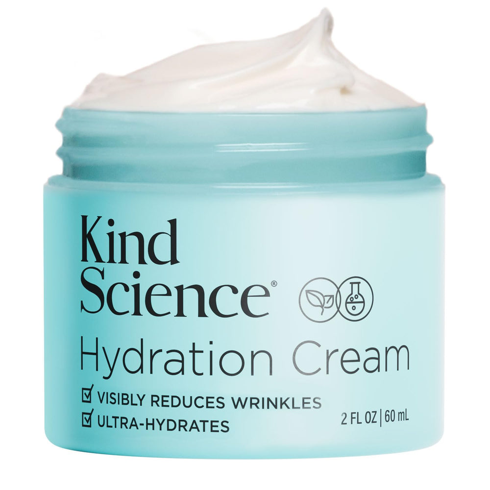 Kind Science Hydration Cream jar close-up showing rich moisture for daily skin comfort