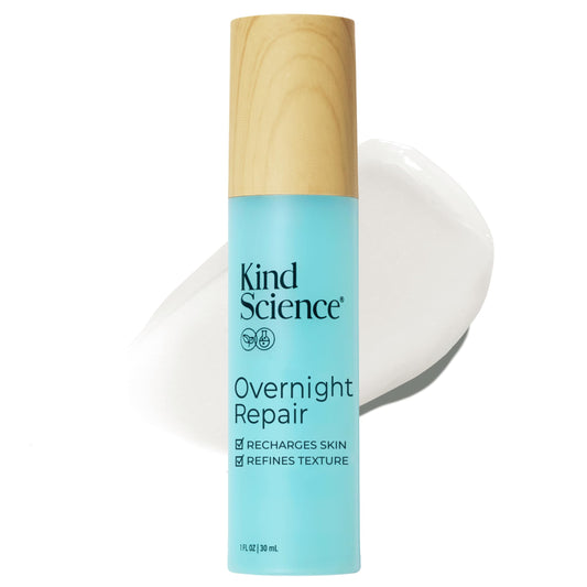 Kind Science Overnight Repair jar showing a rich hydrating cream for dry skin