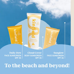 Reef-safe vegan label and sustainability cues on Sunglow packaging.