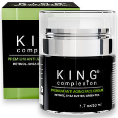KING Complexion Mens Anti Aging Cream pump jar for mess-free hydration and daily use.