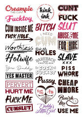 Kink Ink 30 Tattoos on an A4 sheet offer bold designs for daring expression.
