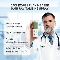 Morning application scene with KINTOR spray shown on scalp