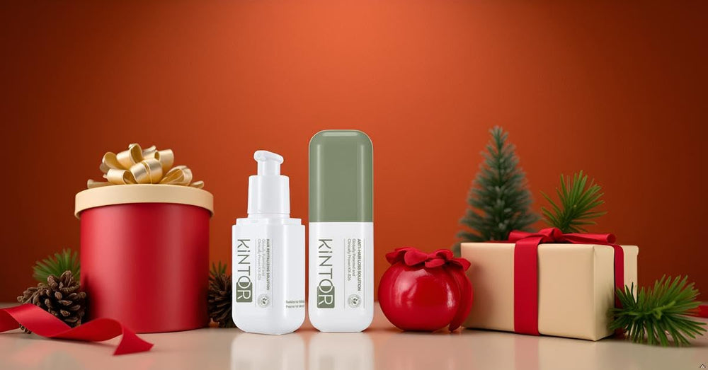 KINTOR plant-based extract essence bottle emphasizes nourishing ingredients for roots