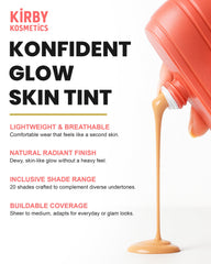 Kirby Kosmetics Konfident Glow packaging underscores inclusive shade range.