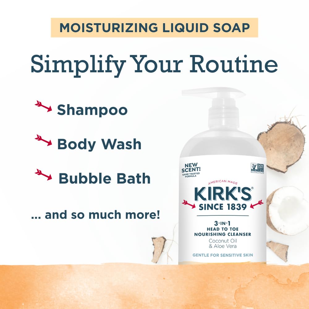 Kirks coconut oil and aloe vera ingredients for hydration
