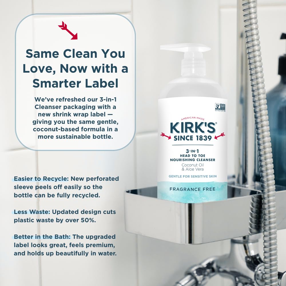 Kirk's 32oz pump bottle front view for convenient refills